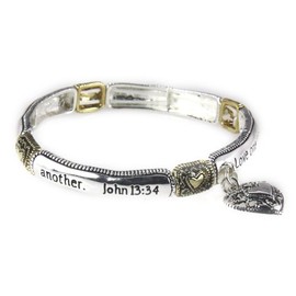 4030695 John 13:34 Stretch Bracelet Love One Another Scripture Cross Christian