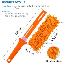 2 Pcs 15" Gap Cleaning Dusters, Microfiber Feather Duster, Blind Duster, Washable and Removable Duster Head, Cleaning Tool for Window,Blind,Car,Wall, Dead Corner Gap, Furniture, Sofa, Screen