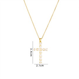 Jumcew Cross Necklace for Women,14k Gold Plated Cross Pendant Necklace Trendy Gold Cross Chain Necklace Dainty Cubic Zirconia Pearl Religious Necklace Gold Jewelry for Women Cross C