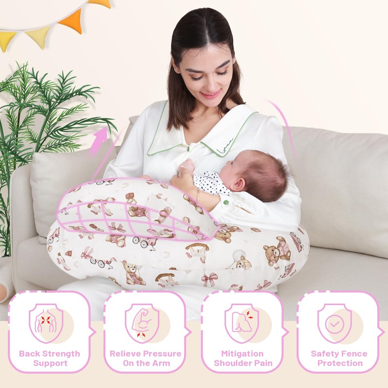 AMASKY Nursing Pillow, Breastfeeding Pillows, with Removable Pillow Cover, Machine
