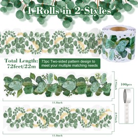 72ft Eucalyptus Bulletin Board Border Green Plant Die-Cut Rolled Two-Sided Printed Leaves Trim Back to School Decorations for Classroom Party School Offices Home Wall Decor