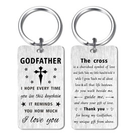Gezxin Fathers Day keychain Gifts for Godfather- Goddad Birthday Keychain from Godson- Christmas Xmas Valentines