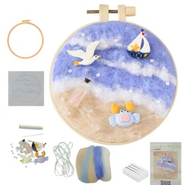 Needle Felt Starter Set,Felting Kits for Beginners Adult Needle Felting Kit Beginner Wool Felting Kit (Sea)