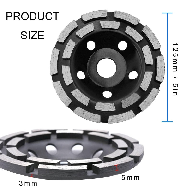 KEWAYO Double Row Diamond Cup - Surface Grinding Wheel, 5