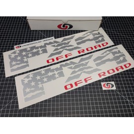FX4 Decals (2-Pack) American Flag Off Road 4x4 Bedside Fender Stickers Fits F150 F250 F350 (Metallic Silver & Red)