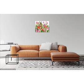 Arione Cross Stitch Kits for Adults Beginners Pre Printed Stamped Cross Stitch Kit Embroidery Tapestry Kit Rabbit and Tulips 48 x 40 CM.