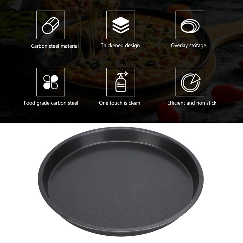 2Pcs Non Stick Pizza Pan Deep Thickened Carbon Steel Baking