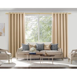 KAMANINA Curtain Rods 2 Pack, Heavy Duty Curtain Rod for Windows 66 to 120 Inch, 1 Inch Gold Modern Drapery Rods with End Cap (32"-120", 2Pack)