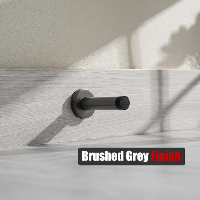 2 Pack Brushed Grey Wall Mounted Door Stopper, 304 Stainless