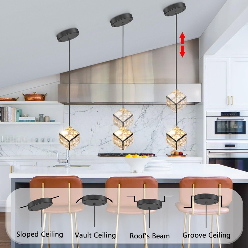 dolria Mini Pendant Lights Crystal Chandeliers for Dining Room Kitchen