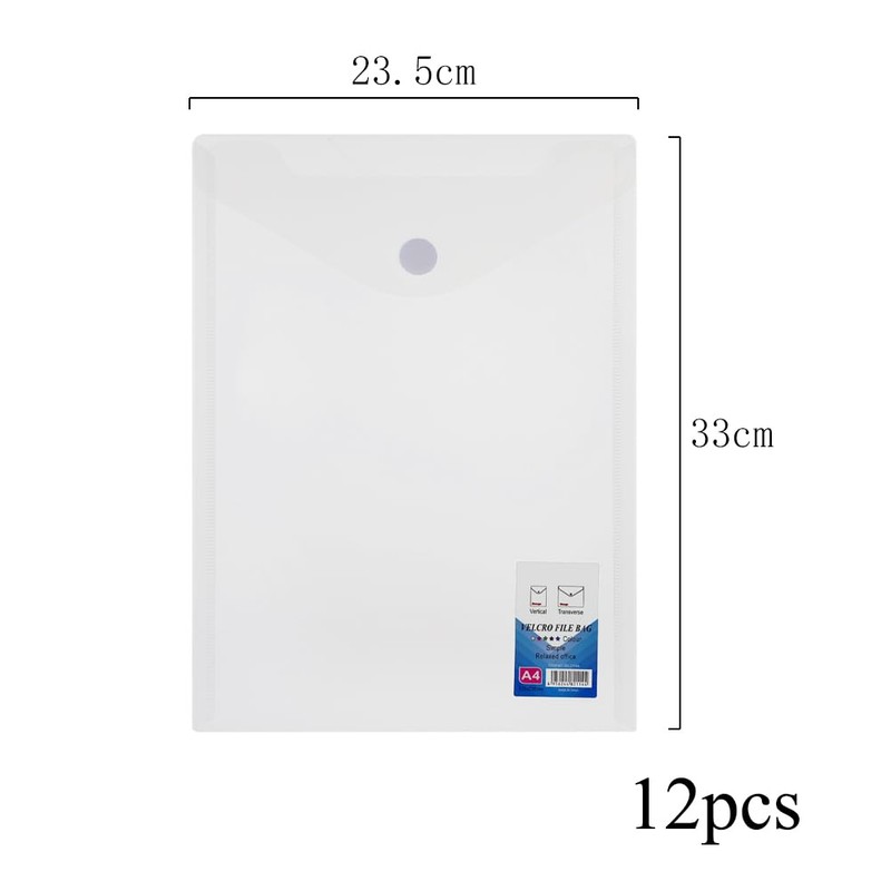 Document Wallet A4 Transparent Folder Pack of 12 Document Folder