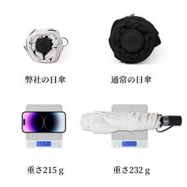 Vialifer Parasol, Hand Opening, UV Protection, 100% Fully Blackout, Heat Blocking, Ultra Lightweight, Folding Umbrella, Class 1 Light Blocking, 6 Ribs, Compact, Manual Opening/Closing, Folding