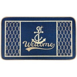 SHIYUE Boat Floor Door Mat Welcome Aboard Mats Outdoor Nautical Coastal Rug,Home Boats Entrance Rope Front Indoor Outside Entryway (30x17in Sea Blue) 88Sd