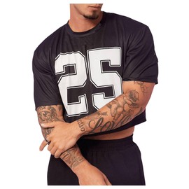 Milumia Men's Number Print Short Sleeve Crop Tops Crewneck Loose Fit T Shirts Streetwear Multicolor Black XX-Large