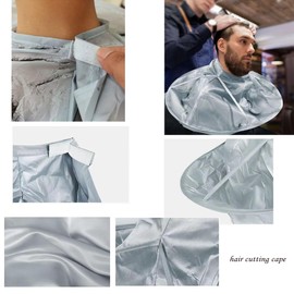 Hair Cutting Capes for Men/Kids, Haircut Umbrella Barber Cloak Cape for Home & Salon Use, Anti-static, Adjustable Neck Size (White)