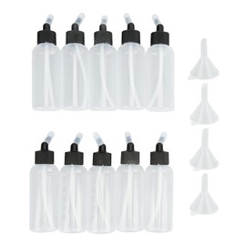 10Pcs Hair Oil Bottle 60ml Leakproof High Temperature Resistant Transparent Plastic Dispensing Bottle with Funnel
