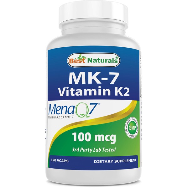 Best Naturals MK-7 Vitamin K2 100 mcg 120 Vcaps (120 Count (Pack of 1))