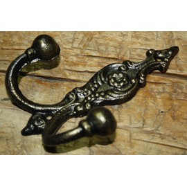 Vintage Set 3 Cast Iron Victorian Style Coat Hooks Hat Hook Rack Hall Tree Restoration