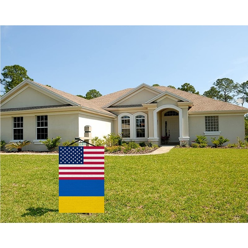 ANCONINE Double Sided Ukraine US Friendship Garden Flag 12x18 Inch
