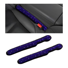 Gasedin 2 PCS Bling Car Seat Gap Filler, Soft Foam Seat Side Gap Filler with Sparkling Crystal Rhinestone, Gap Stopper Filler for Cars, Trucks, SUVs, Universal Car Accessories (Blue)