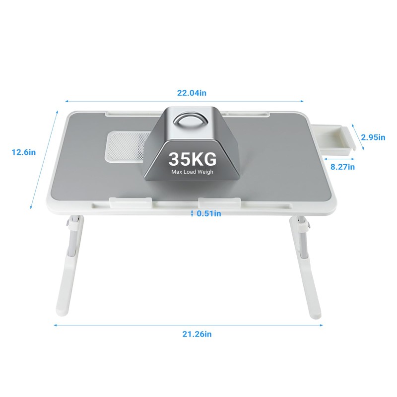Laptop Lap Desk with Cooling Fan - Adjustable with Light,