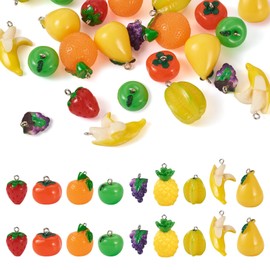 Boutigem - Colgantes de resina para frutas y verduras en 3D, colgantes de imitación de alimentos para manualidades, collares, aretes, llaveros, joyería, Resina, No es una piedra preciosa