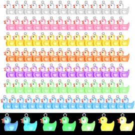 Geelin Luminous Mini Resin Ducks Little Ducks Glow in The Dark Miniature Duck Charms Chain Ornament for Jewelry Making DIY(200 Pcs)