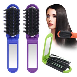 4pcs Folding Travel Hair Brush, Small Travel Brushwith Mirror, Compact Pocket Hairs Comb Mini Hairs Brushs Purse Brushes for Women Men Hair-s Styling Tools(COLOR:4pcs)