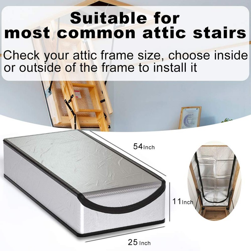 LEMOONE Attic Stairs Insulation Cover 25"x54"x11", Pull Down Ladder Attic