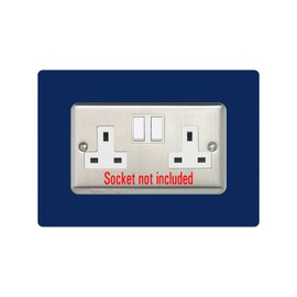 5X Double Socket Surround, Acrylic Back Panel or Plate, Protect Wall from Finger Prints, Font Colour:Navy