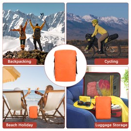 TIXIPEM Compression Stuff Sack [1PCS] - Waterproof Sleeping Bag Storage Sack 8L Use for Backpacking & Traveling & Hiking - [Orange-20 x 12 IN/ 52 x 29.5 CM] Space Saving Gear Bags