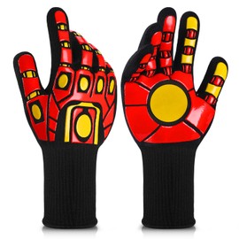 GOFOWRK BBQ Gloves, 1472℉ Heat Resistant Oven Gloves, Non Slip & Cut Resistant Grill Gloves, Oven Gloves with Fingers for Cooking Fit Men and Women BBQ Gifts, Grilling Accessories