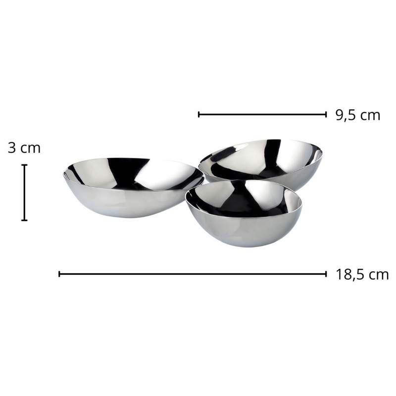EDZARD Luma Tripple Bowl Diameter 18.5 cm Stainless Steel Serving