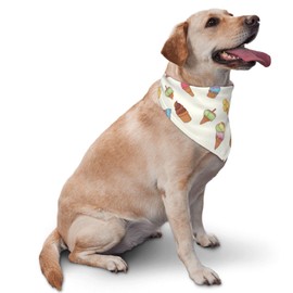 vercosee Ice Cream Summary Dog Bandanas,Adorable Pet Triangle Bib Scarf Kerchief for Girl Boy Dogs,Triangle Holiday Scarves (Milky Yellow)