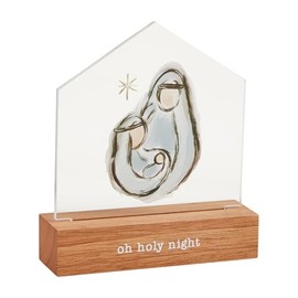 Mud Pie Led Acrylic Christmas Sitter, Holy, 6" x 5 1/2"