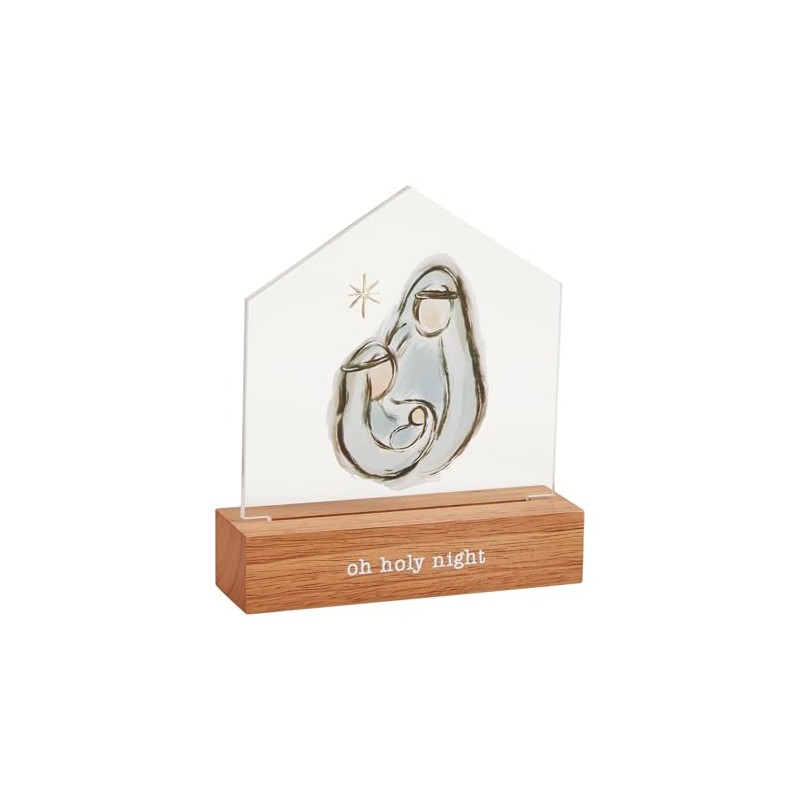 Mud Pie Led Acrylic Christmas Sitter, Holy, 6" x 5
