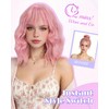 Purple Ombre Short Wavy Bob Wig with Bangs, 14 Inch