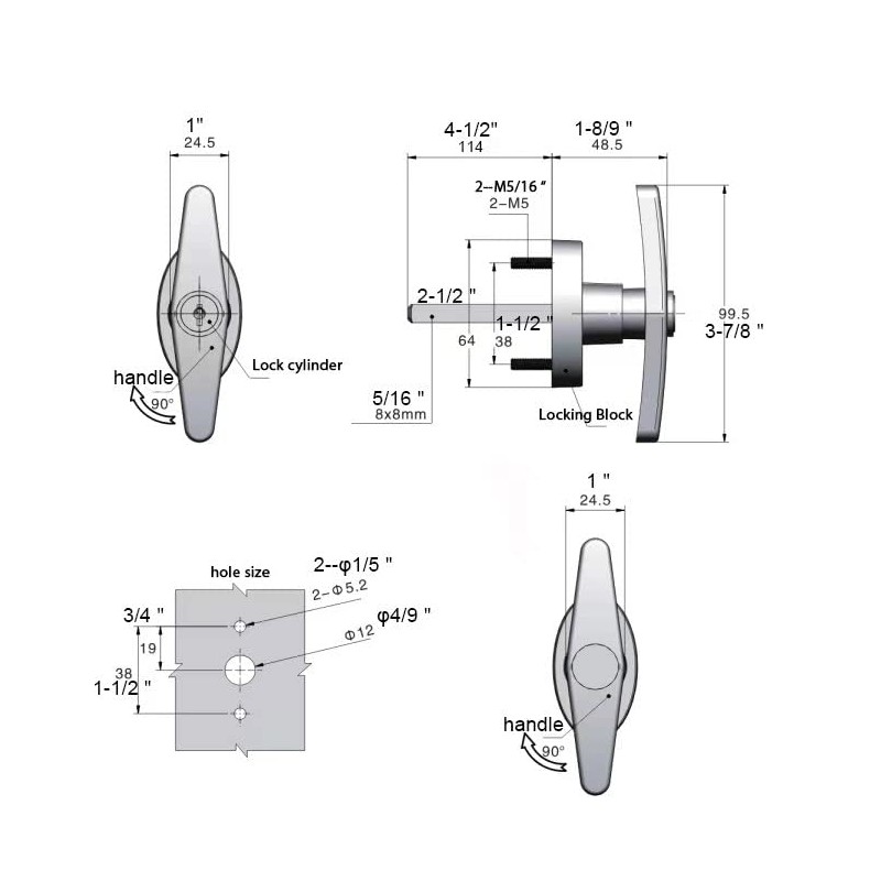 StartFine 4½" T-Handle Shed Door Lock Handle with Lock Keyed