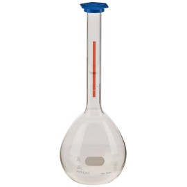 PYREX 1L Class A Lifetime Red Volumetric Flask w Snap-Cap 5600-1L - Single