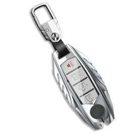 YONUFI for Nissan Key Fob Cover Smart Key Case Holder Protector Compatible for Titan Pathfinder Frontier Rogue Altima Kicks Murano Armada Maxima (JNS-Silver)