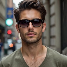 D Lolylad Polarised Sunglasses for Men and Women, Retro Ultralight Frame, UV400 Protection Sunglasses, Glasses for Driving, Driving, Cycling Glasses, Business Trip, black