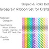WRAPLA 10 Rolls Grosgrain Ribbon Set - 10mm Wide Striped