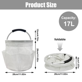 Yallmie 17L Cleaning Agent Organiser, 28 x 28 cm Cleaning Caddy Cleaning Basket Organiser with Handle and 6 Pockets, Cleaning Bag, Foldable Portable Tool Basket, Waterproof Cleaning Agent Storage