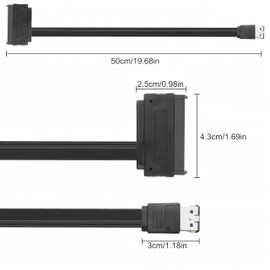 MEIRIYFA SATA 22P to Power eSATA USB 2.0 2-in-1 Transfer Extension Cable Support 12V 5V for 2.5"/3.5" Hard Disk Drive 50cm