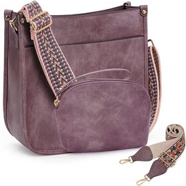 HKCLUF 4055 Women's Fashionable Crossbody Bag Purse For Women Leather Handbag Wallet Set Waterproof Women Crossbody Bag With 2count Adjustable Guitar Strap Perfect:_purple