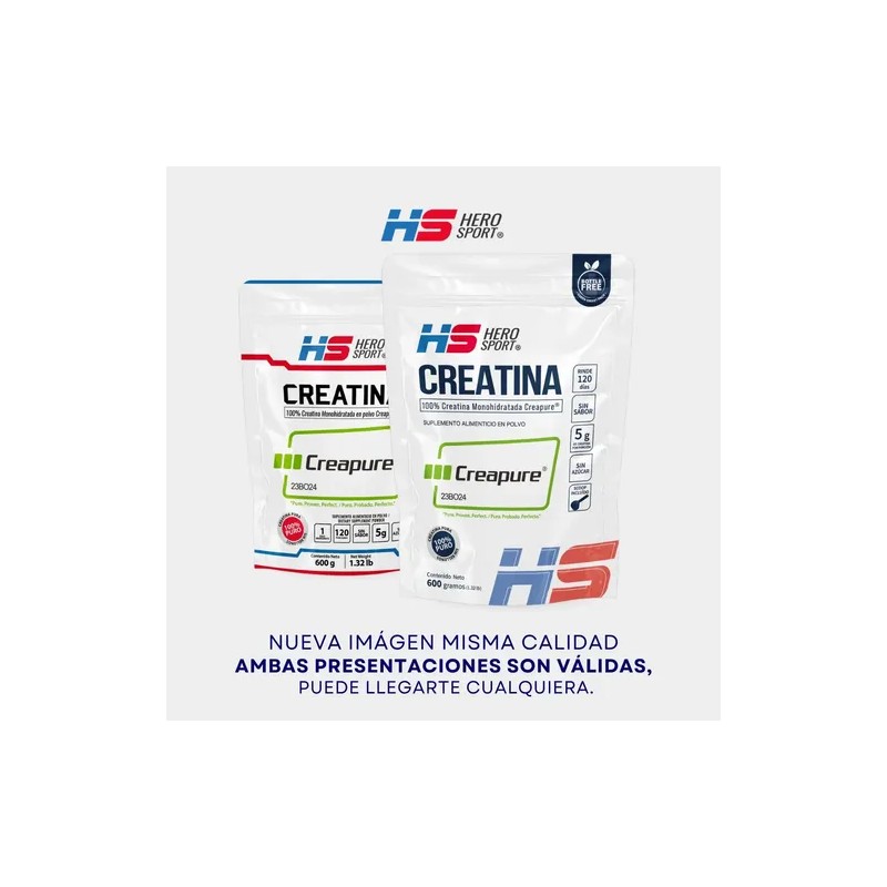 Hero Sport Creatina Monohidratada Creapure 600g 120 Servs Sabor Sin
