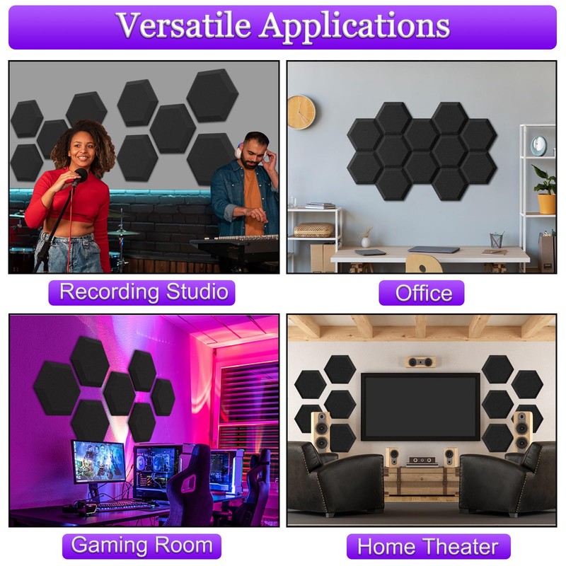 TroyStudio Thick Acoustic Foam Panels, 13.8 X 11.8 X 2