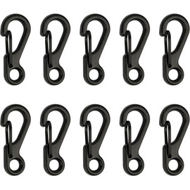 Mini Alloy Carabiner Clip Keychain Tiny Spring Snap Hook Carabiners with Keyring for Backpack Camping Bottle Using Keychains Accessories(5 pcs) (Black)