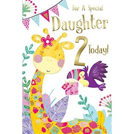 Special Daughter 2nd Age 2 Today Cute Giraffe Happy Birthday Card Lovely Verse