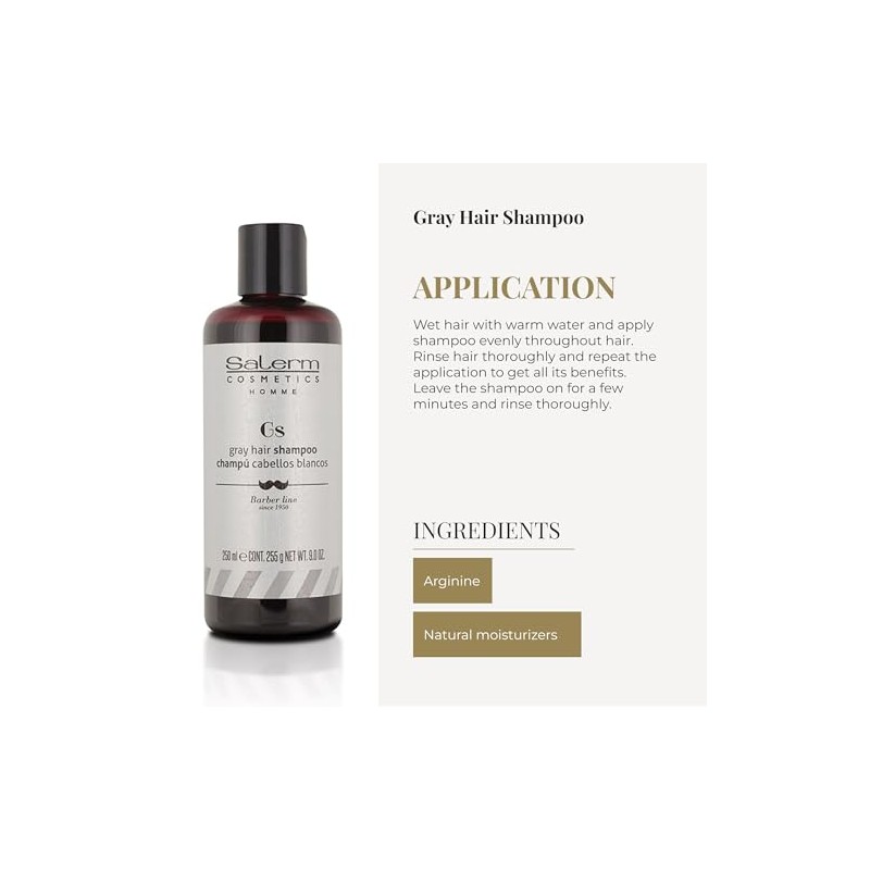 Salerm Homme Shampoo para Matizar Cabellos Blancos y Canas para